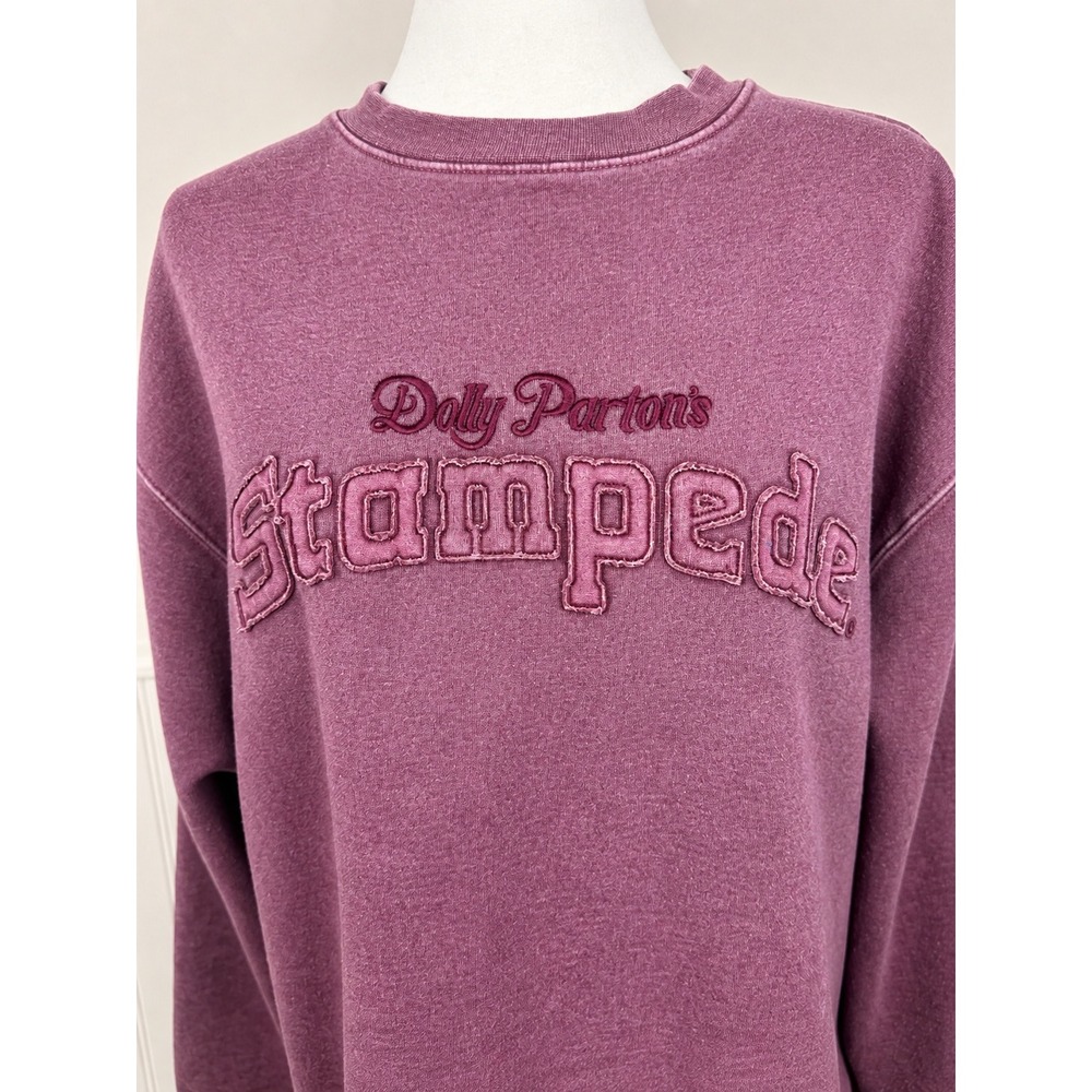 Valani Dolly Parton's Stampede Maroon Raw-Edge Applique Crewneck Sweatshirt View 3